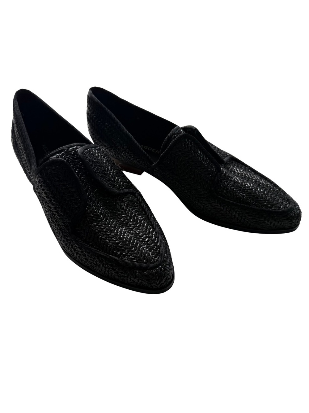 Kelsi Dagger Black Woven Pointed Toe Loafers
